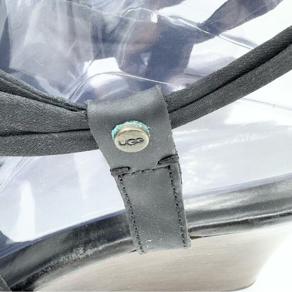 UGG Sedona Black Tie Strap Wedge Heel Sandals Genuine Leather Size 8 Summer Boho - Picture 9 of 16